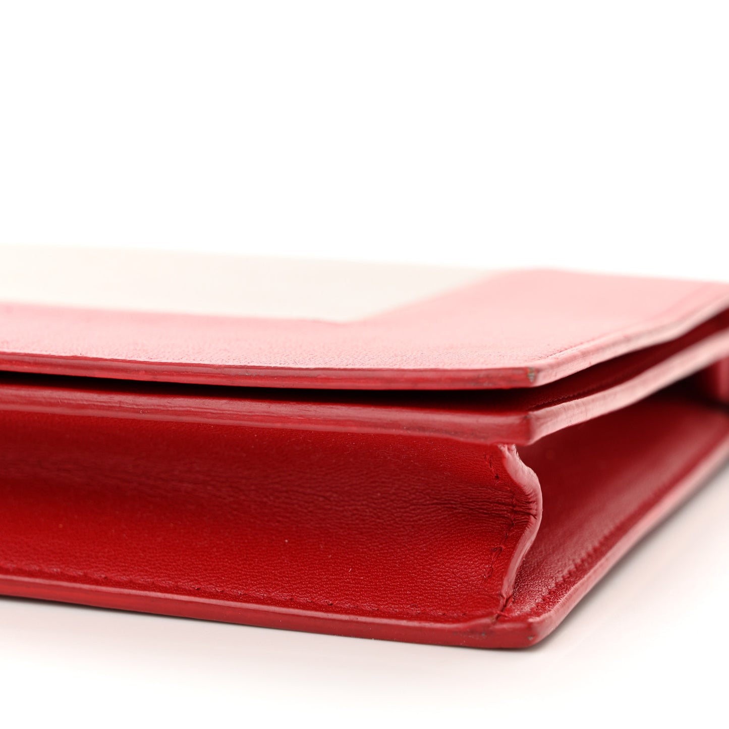 Smooth Lambskin Frame Evening Chain Clutch Grey Red