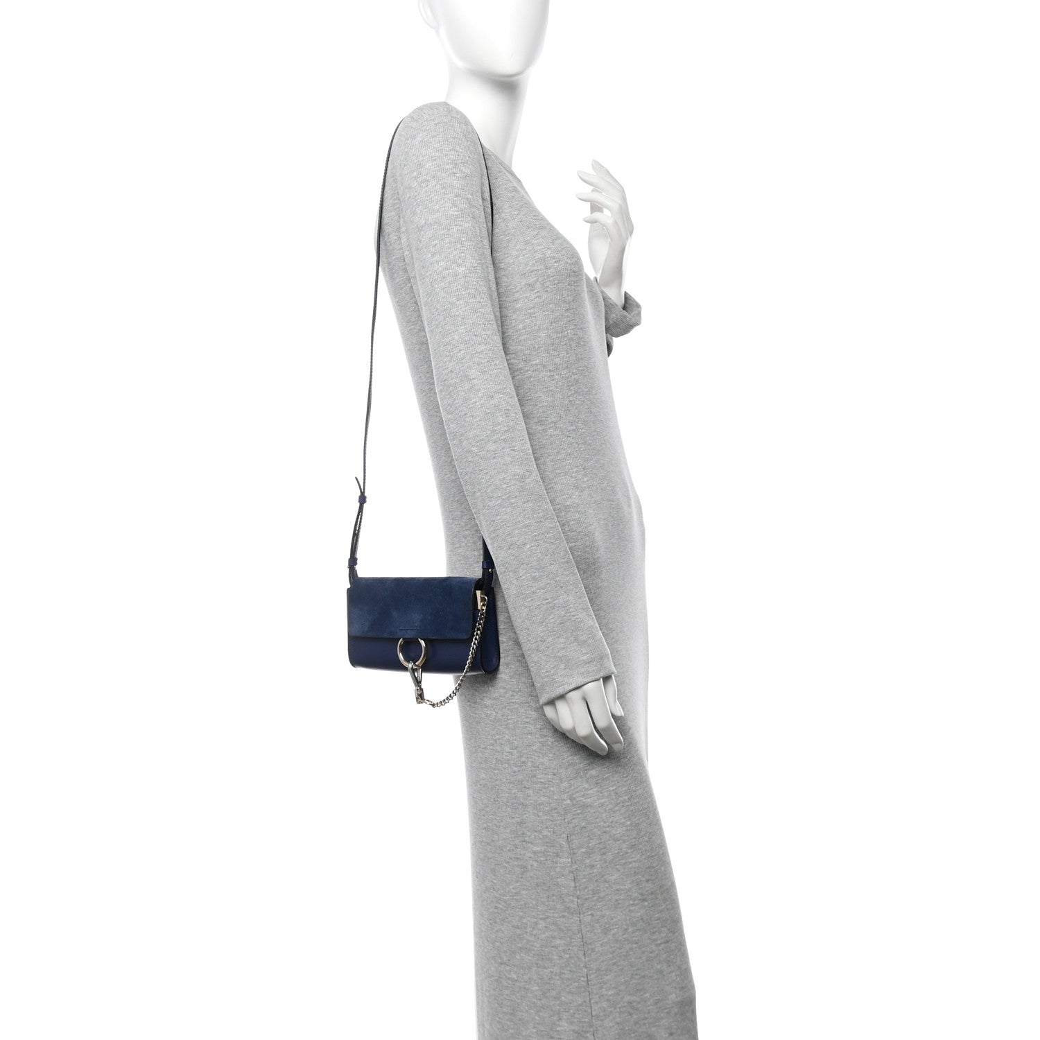 Chloe Suede Calfskin Mini Faye Shoulder Bag Majesty Blue 2 of 9