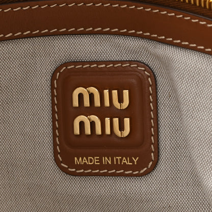 Miu Miu Canvas Ivy Bag Beige Brown 6 of 9