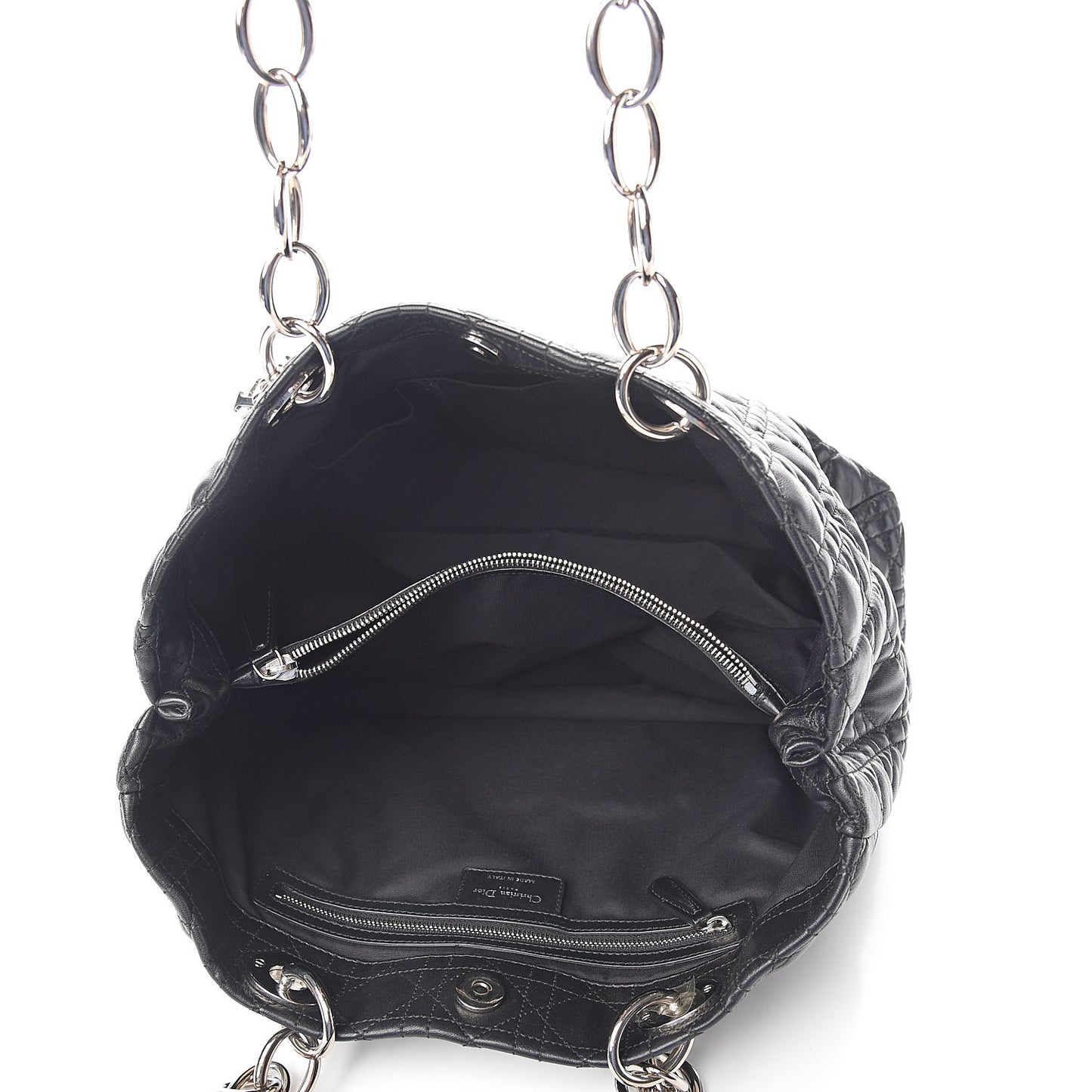 Lambskin Cannage Medium Dior Soft Shopping Tote Black