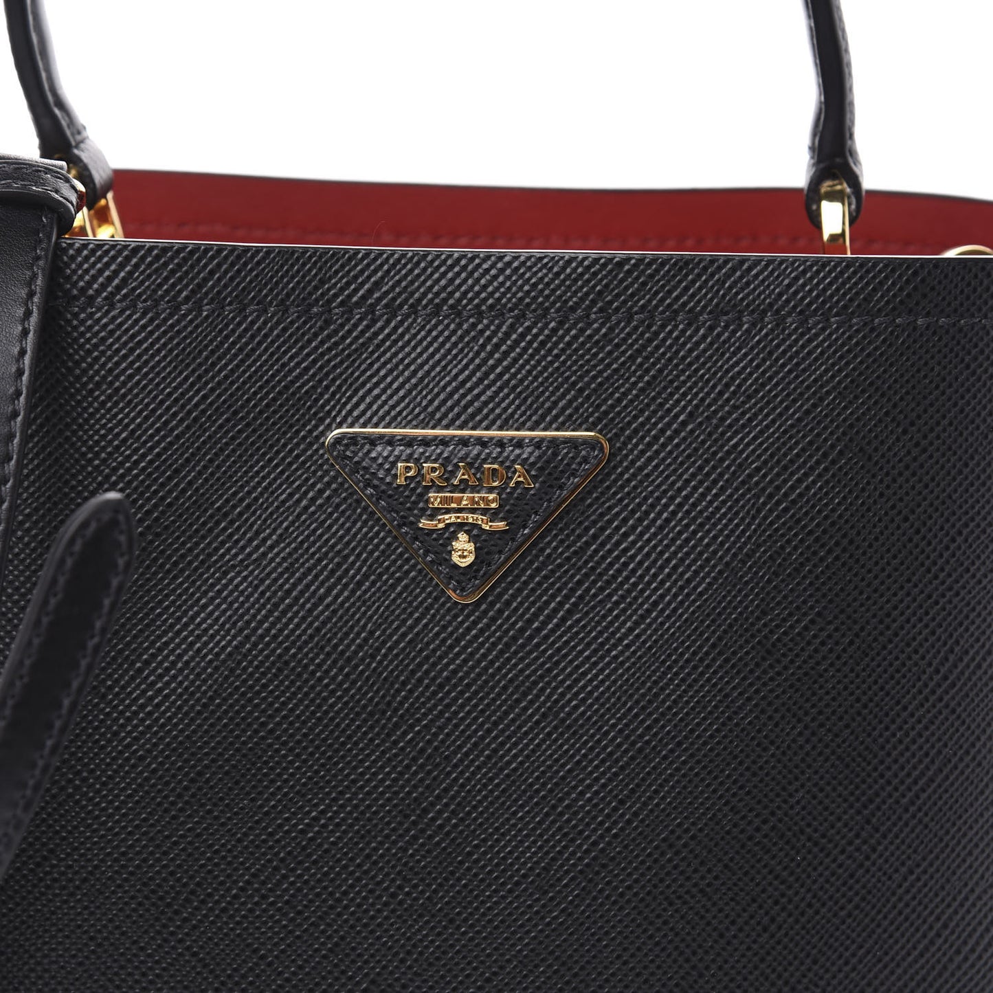 Saffiano Cuir Medium Panier Bucket Bag Black Fuoco