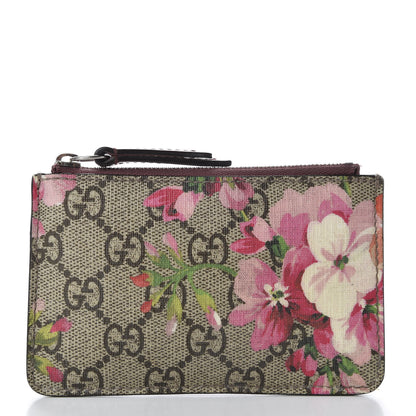 Gucci GG Supreme Monogram Blooms Key Ring Coin Case Beige Multicolor Dry Rose 3 of 7