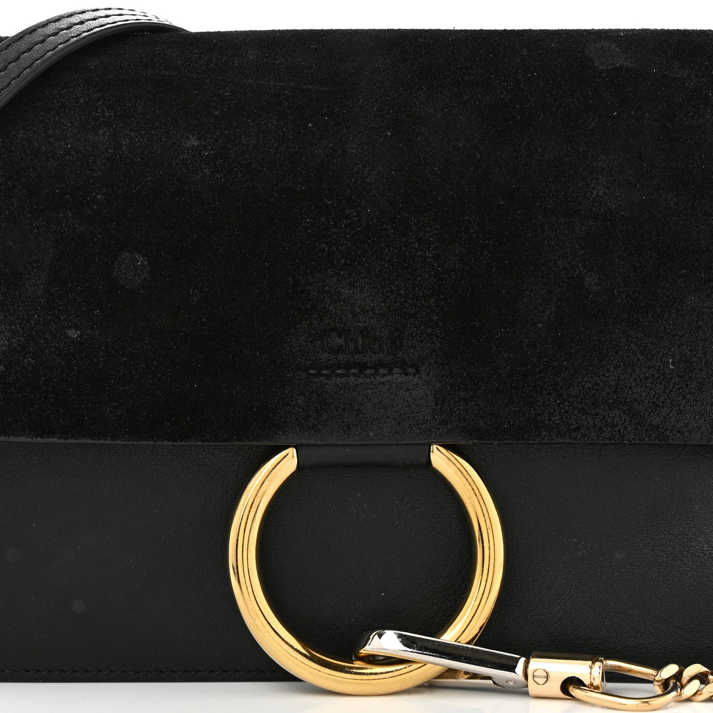 Suede Calfskin Small Faye Shoulder Bag Black