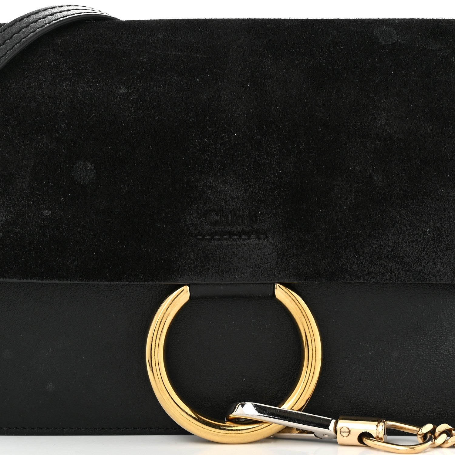 Chloe Suede Calfskin Small Faye Shoulder Bag Black 8 of 11