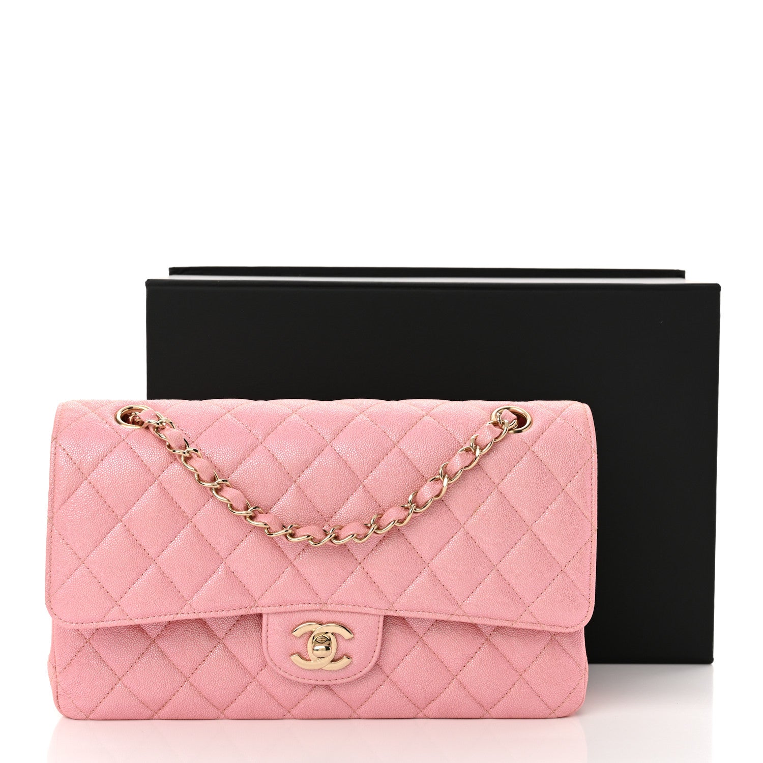 Chanel Iridescent Caviar Quilted Medium Double Flap Rose Pink 11 of 11
