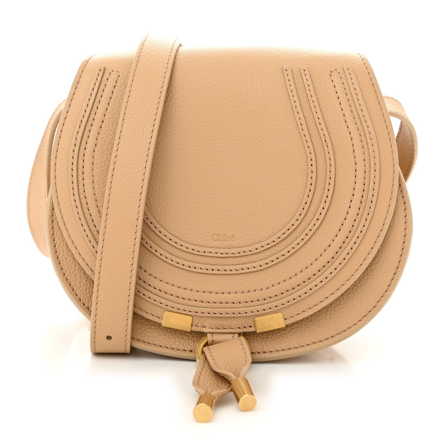 Grained Calfskin Small Marcie Saddle Bag Milky Brown