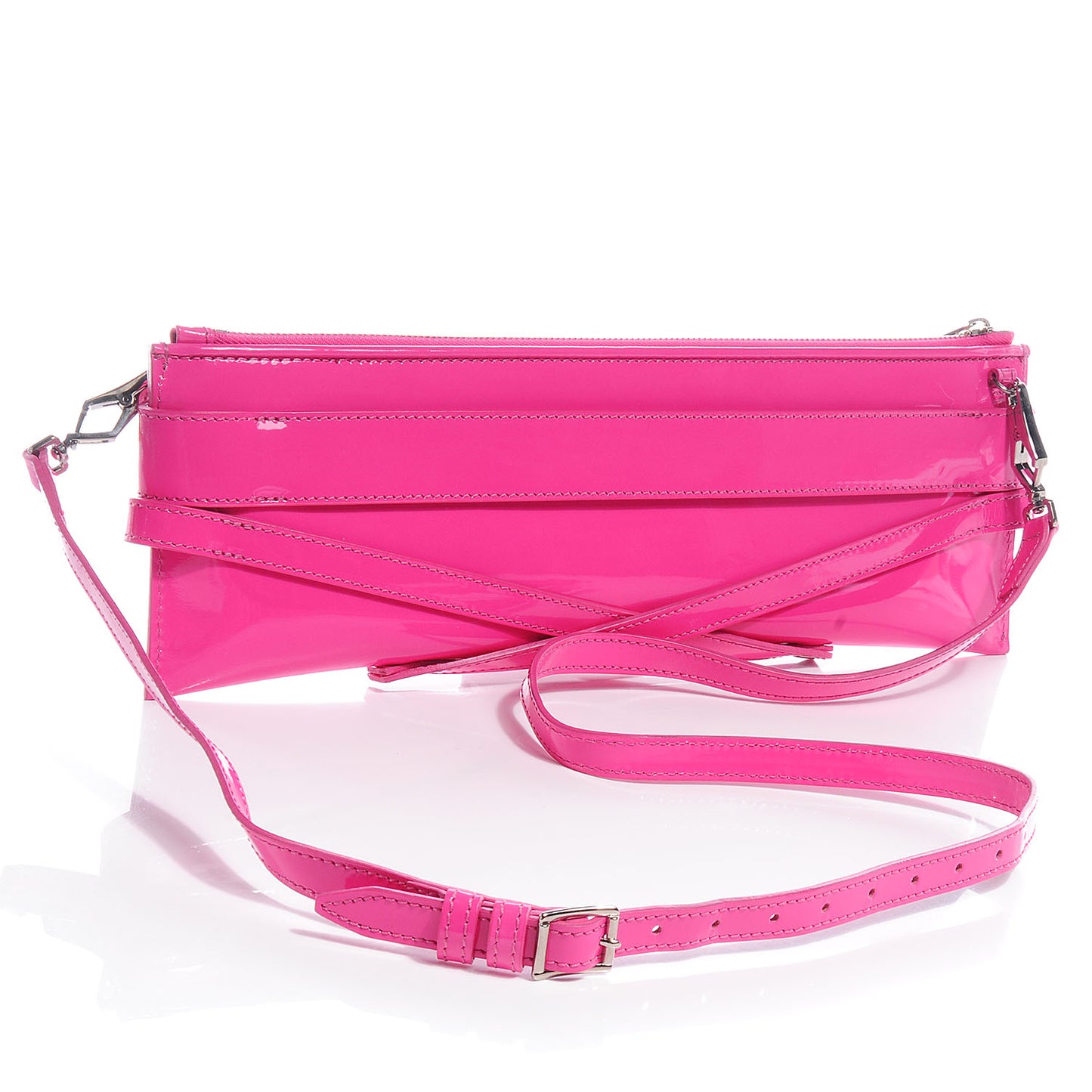Patent Bridle Calfskin Clutch Bag Pink