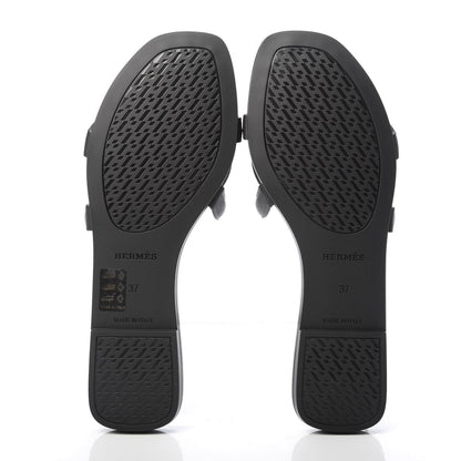 Hermes Rubber Aloha Sandals 37 Black 5 of 8