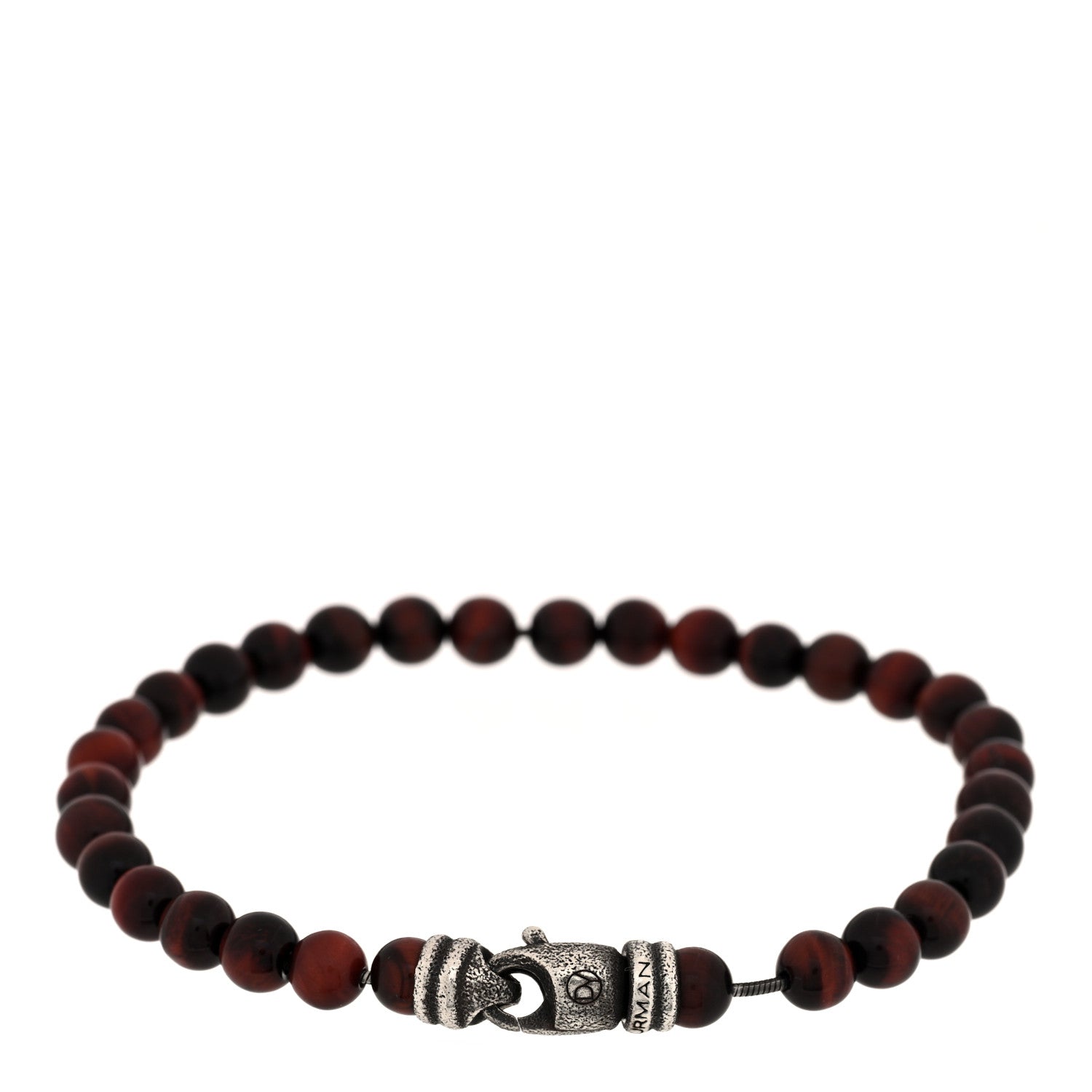 David Yurman Sterling Silver Red Tiger Eye 6mm Spiritual Beads Bracelet 2 of 3