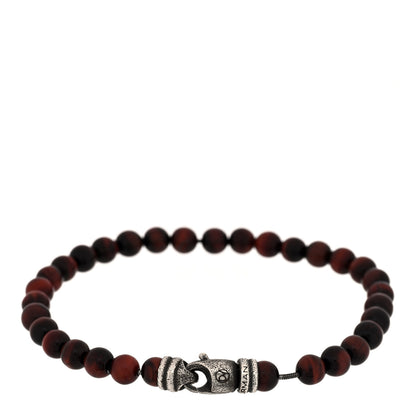 David Yurman Sterling Silver Red Tiger Eye 6mm Spiritual Beads Bracelet 2 of 3