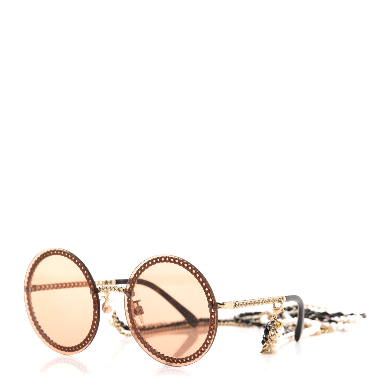 Chanel Round Removable Triple Hanging Chain Sunglasses 4245 Light Brown 1 of 7