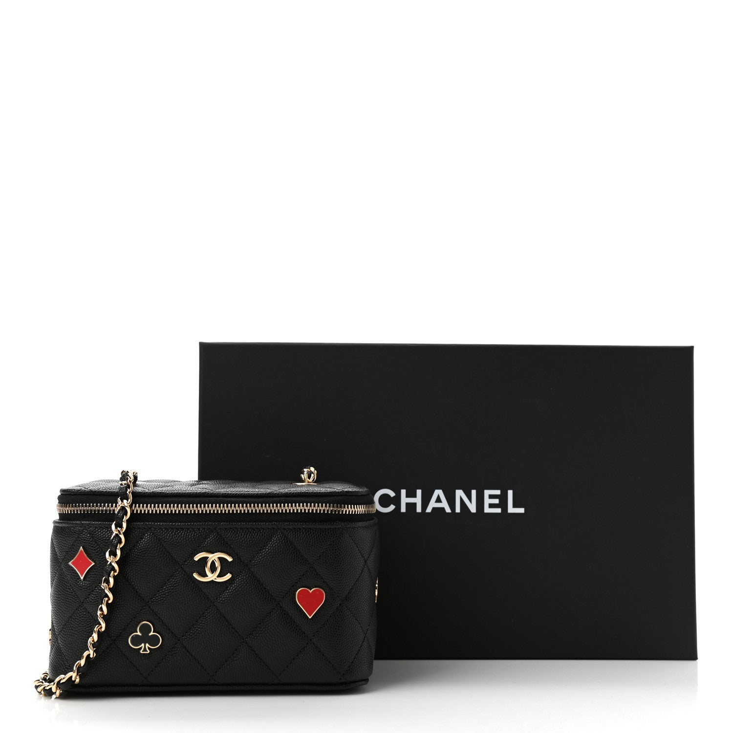 Chanel Caviar Quilted Enamel Coco Casino Small Vanity Case With Chain Black 12 of 12