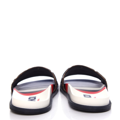 Fendi X FILA Glazed Fabric Calfskin FF 1974 Mania Mens Slide Sandals 7 Mogano Panna Blueberry Caipiroska 7 of 10