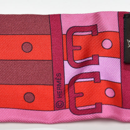 Hermes Silk Rocabar Twilly Rose Vif Bordeaux 3 of 5