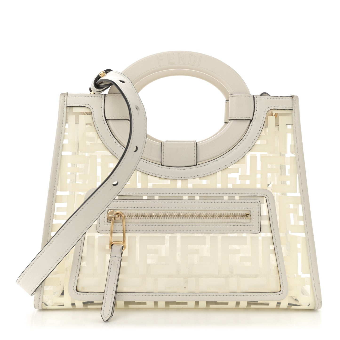 TPU FF Vitello Century Plexiglass Small Runaway Shopper Tote White