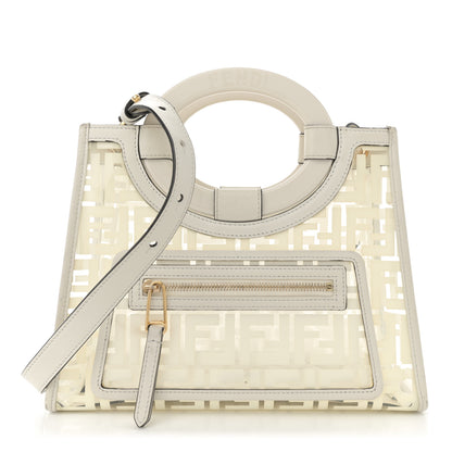 Fendi TPU FF Vitello Century Plexiglass Small Runaway Shopper Tote White 1 of 16