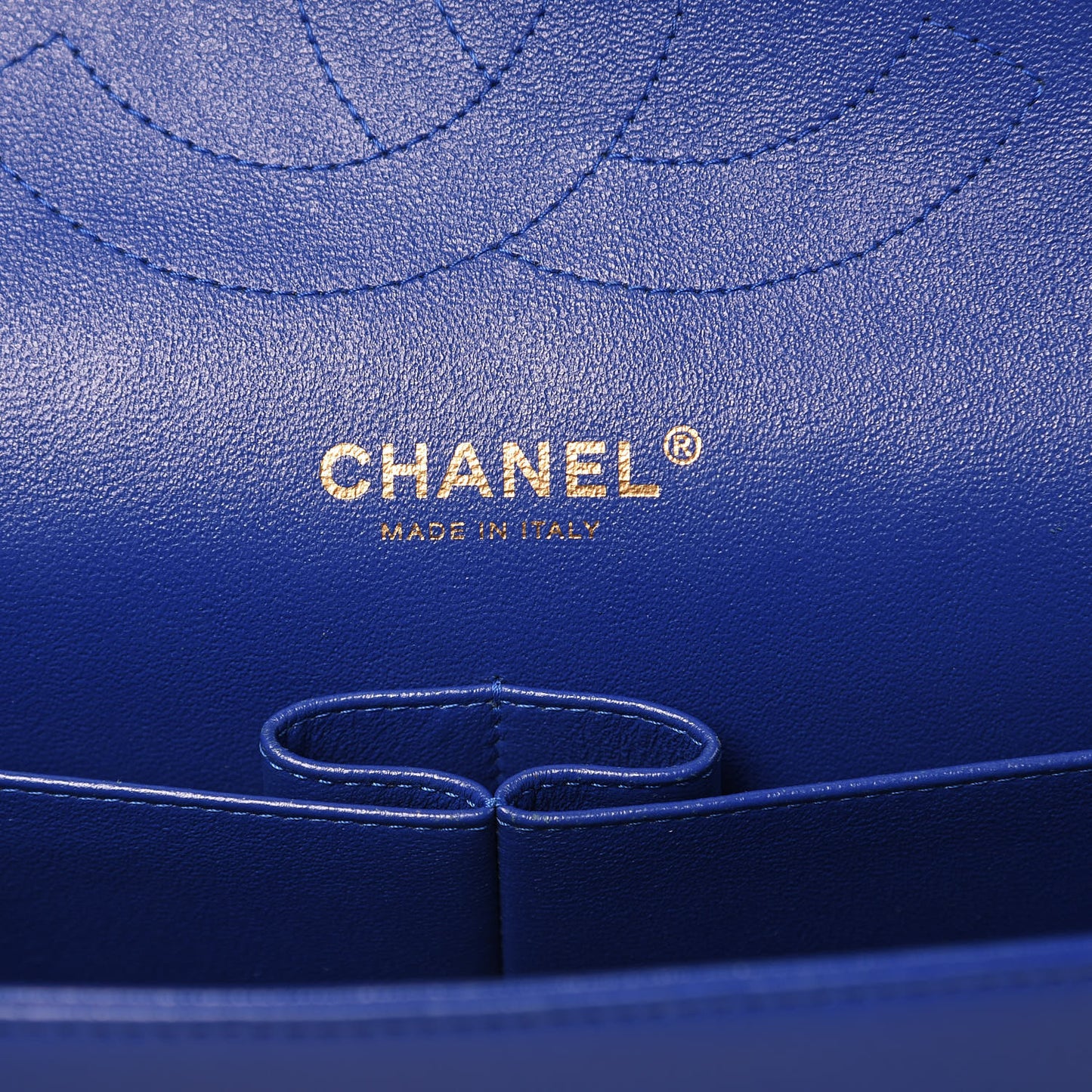 Lambskin Chevron Quilted Jumbo Double Flap Blue