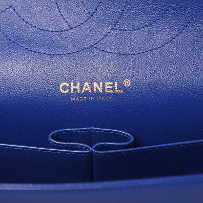 Chanel Lambskin Chevron Quilted Jumbo Double Flap Blue 6 of 11