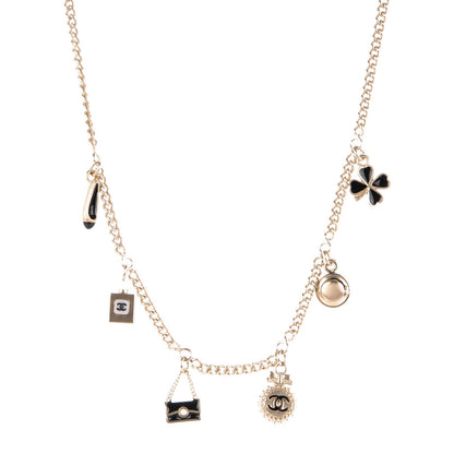 Chanel Enamel CC Charm Necklace Black Gold 1 of 5