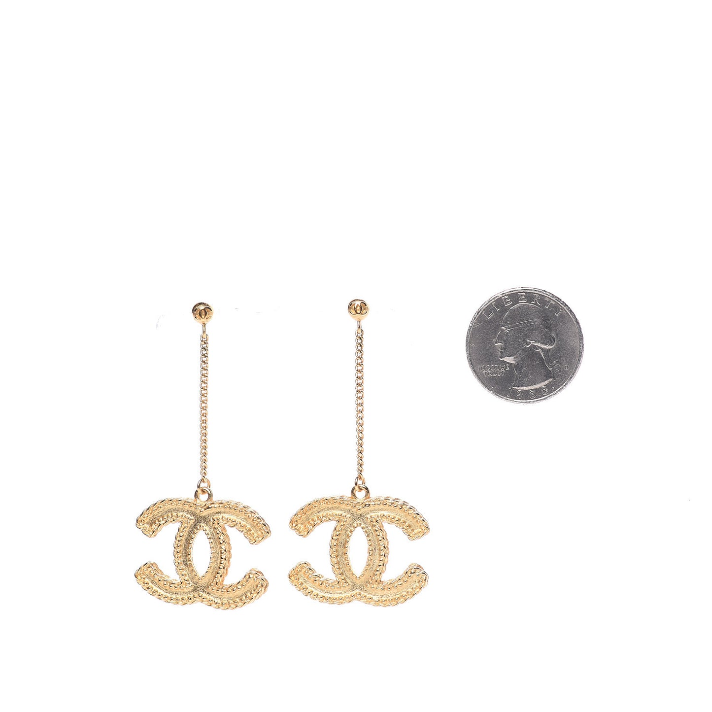 CC Drop Earrings Matte Gold