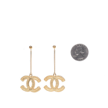 Chanel CC Drop Earrings Matte Gold 2 of 5