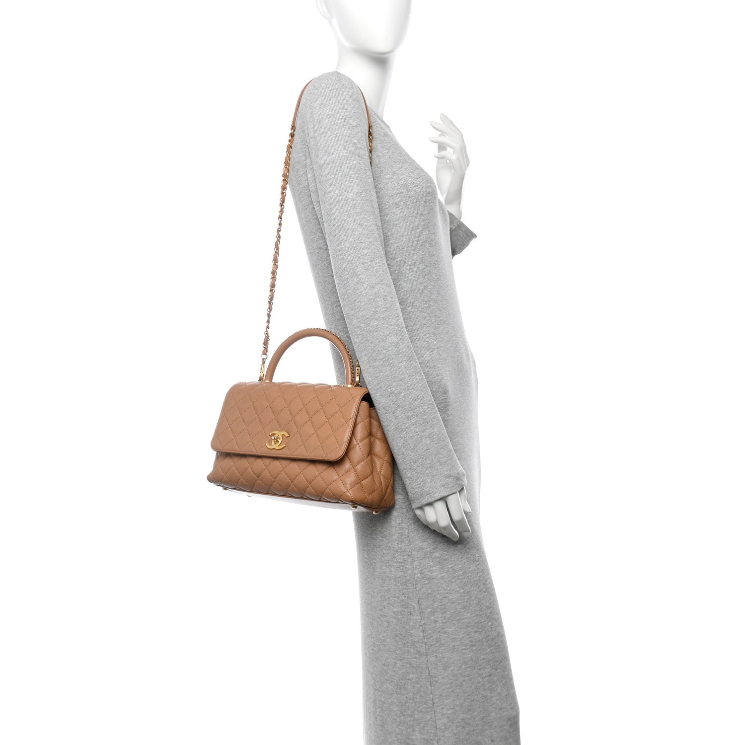 Chanel Caviar Quilted Small Coco Chain Handle Flap Brown 2 of 15