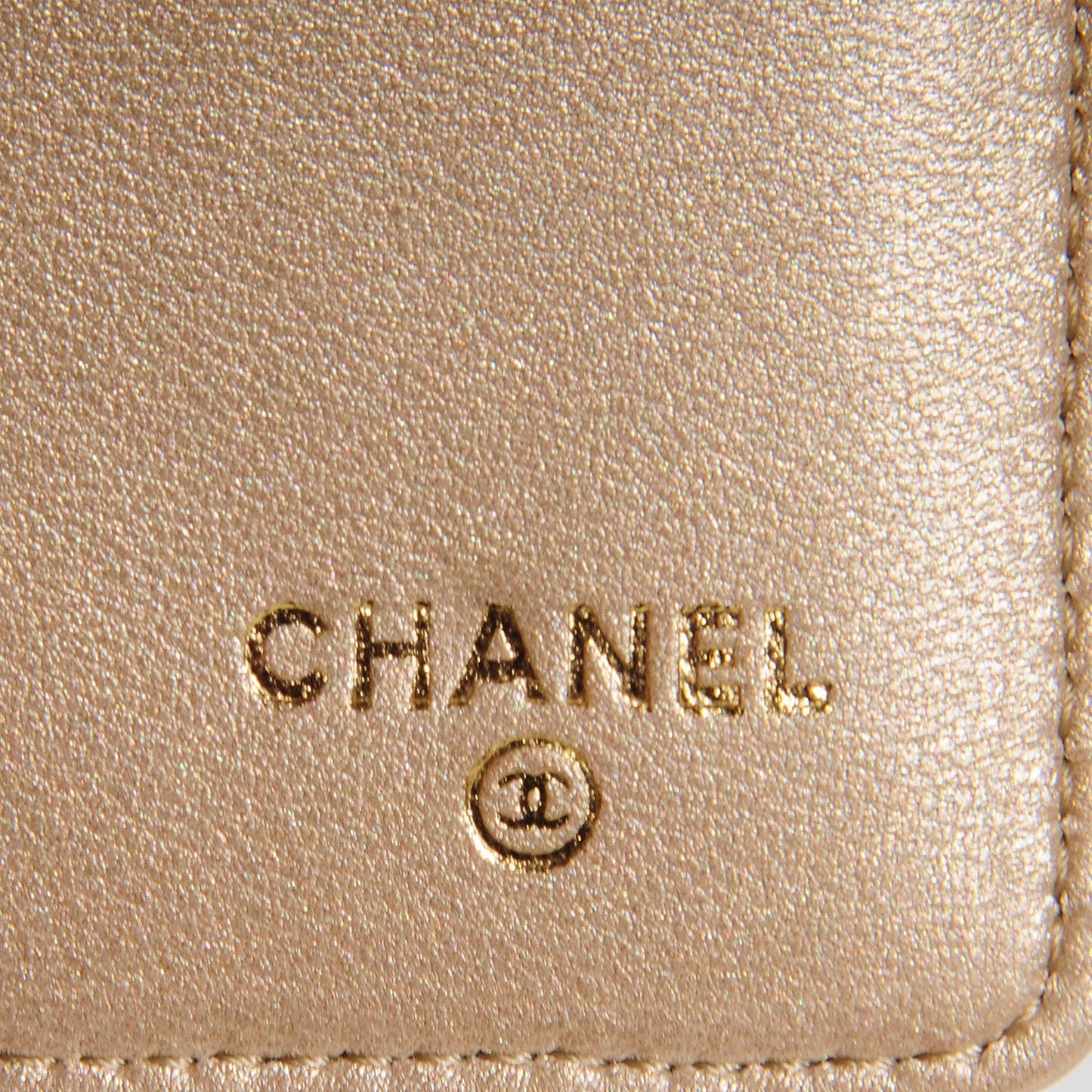 Lambskin Camellia Embossed Large Gusset Flap Wallet Beige