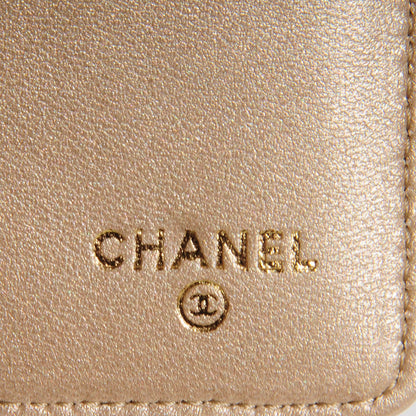 Chanel Lambskin Camellia Embossed Large Gusset Flap Wallet Beige 6 of 8