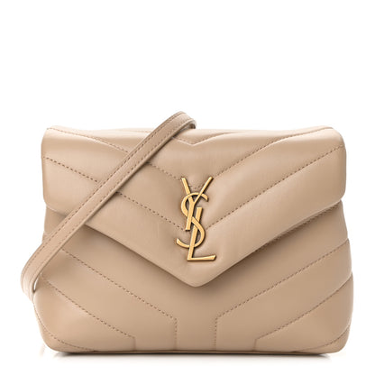 Saint Laurent Calfskin Y Quilted Monogram Toy Loulou Crossbody Bag Dark Beige 1 of 9