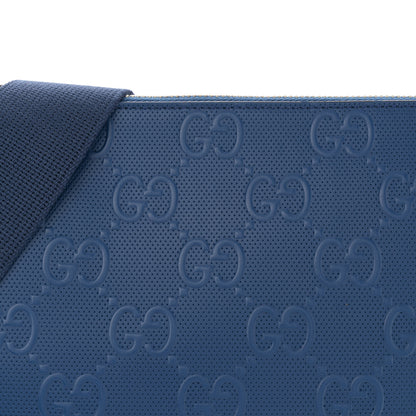 Gucci Calfskin GG Tennis Embossed Medium Wristlet Messenger Bag Intense Metal Blue 8 of 12