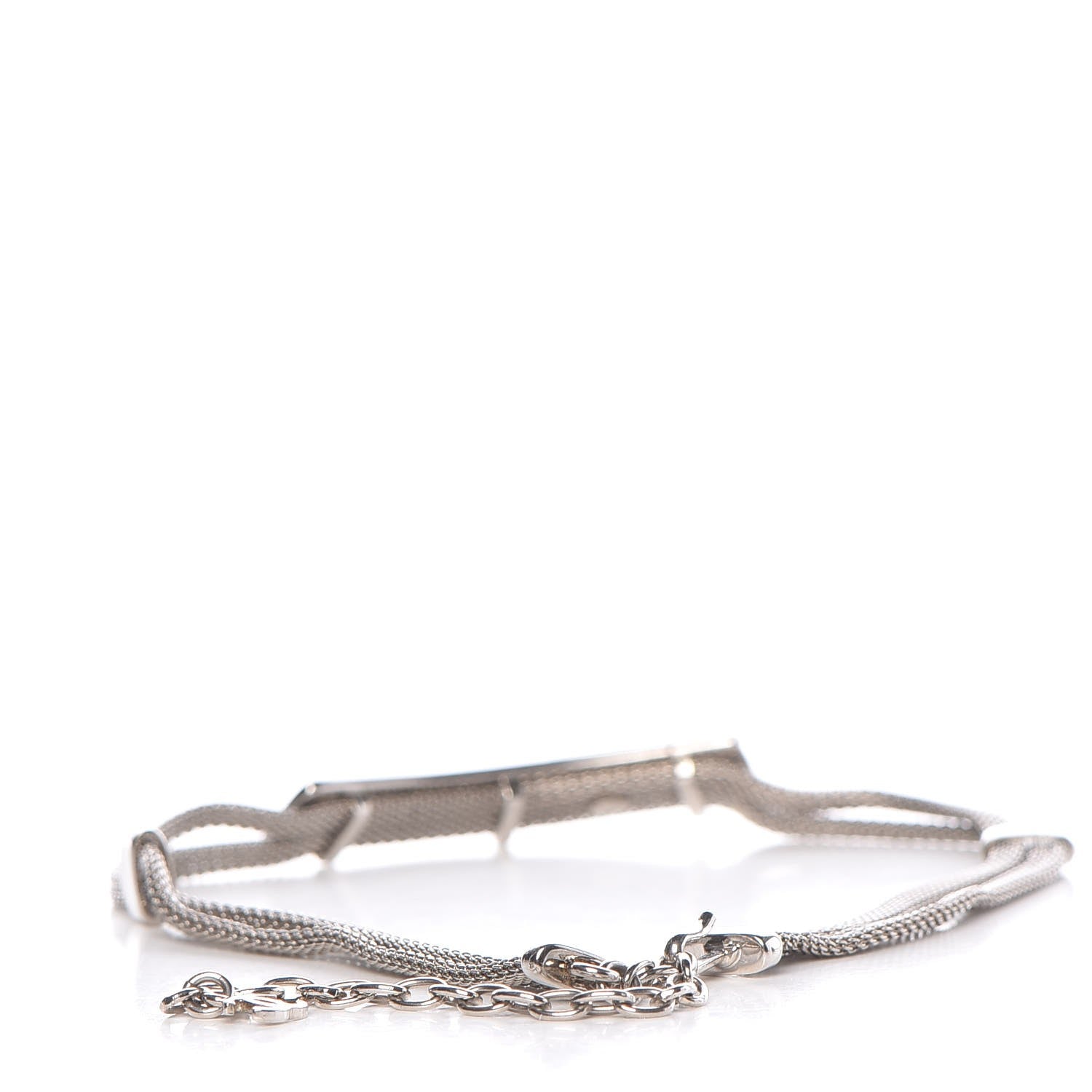 Chanel Metal Logo Choker Necklace Silver 3 of 5