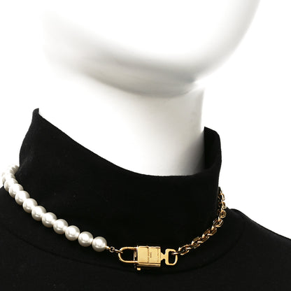 Louis Vuitton Metal Pearl Pearlock Necklace Gold 2 of 5