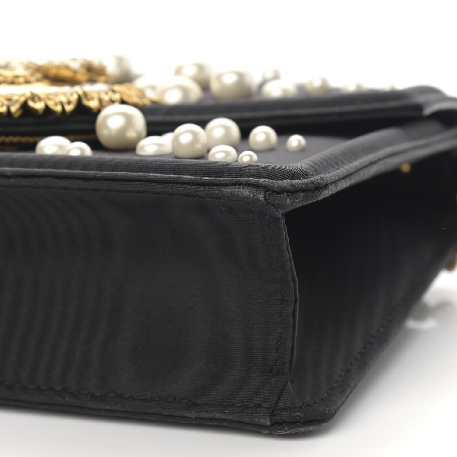 Dolce & Gabbana Moire Pearl Embellished Small Devotion Top Handle Bag Black 9 of 13