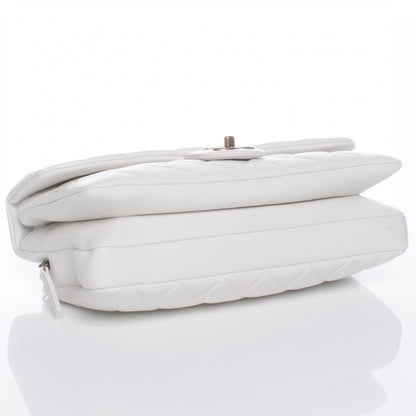 Chanel Calfskin CC Crown Medium Flap White 4 of 9