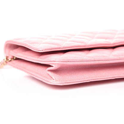 Chanel Iridescent Caviar Quilted Wallet on Chain WOC Rose Pink 5 of 11