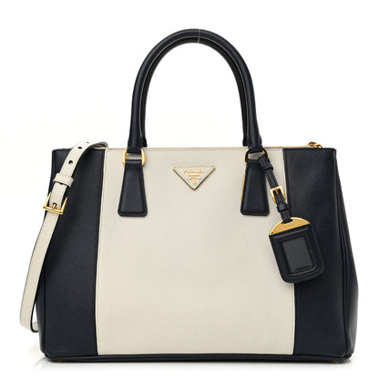 Prada Saffiano Lux Colorblock Medium Galleria Double Zip Tote Talco Baltico 1 of 10