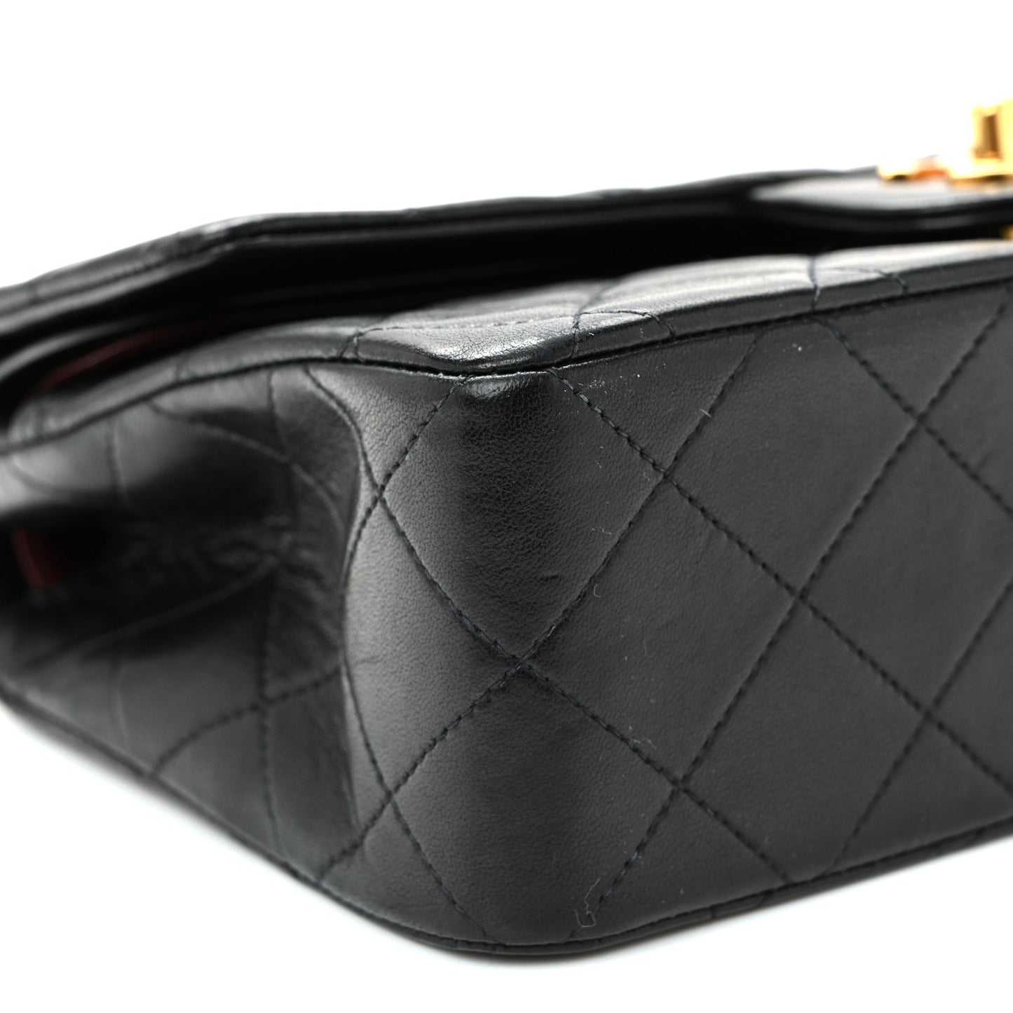 Lambskin Quilted Small Double Flap Black