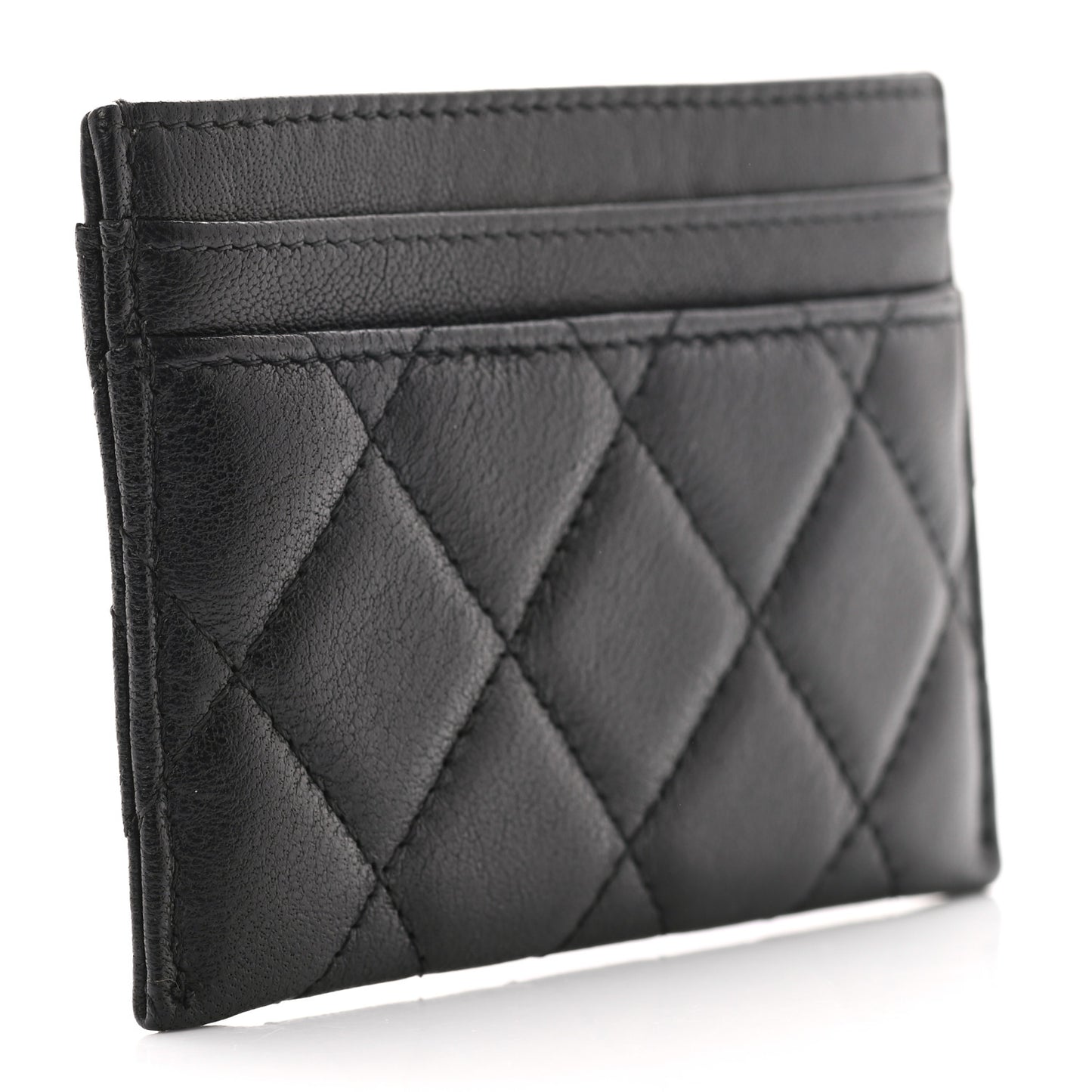 Lambskin Quilted Chanel 19 Card Holder Black