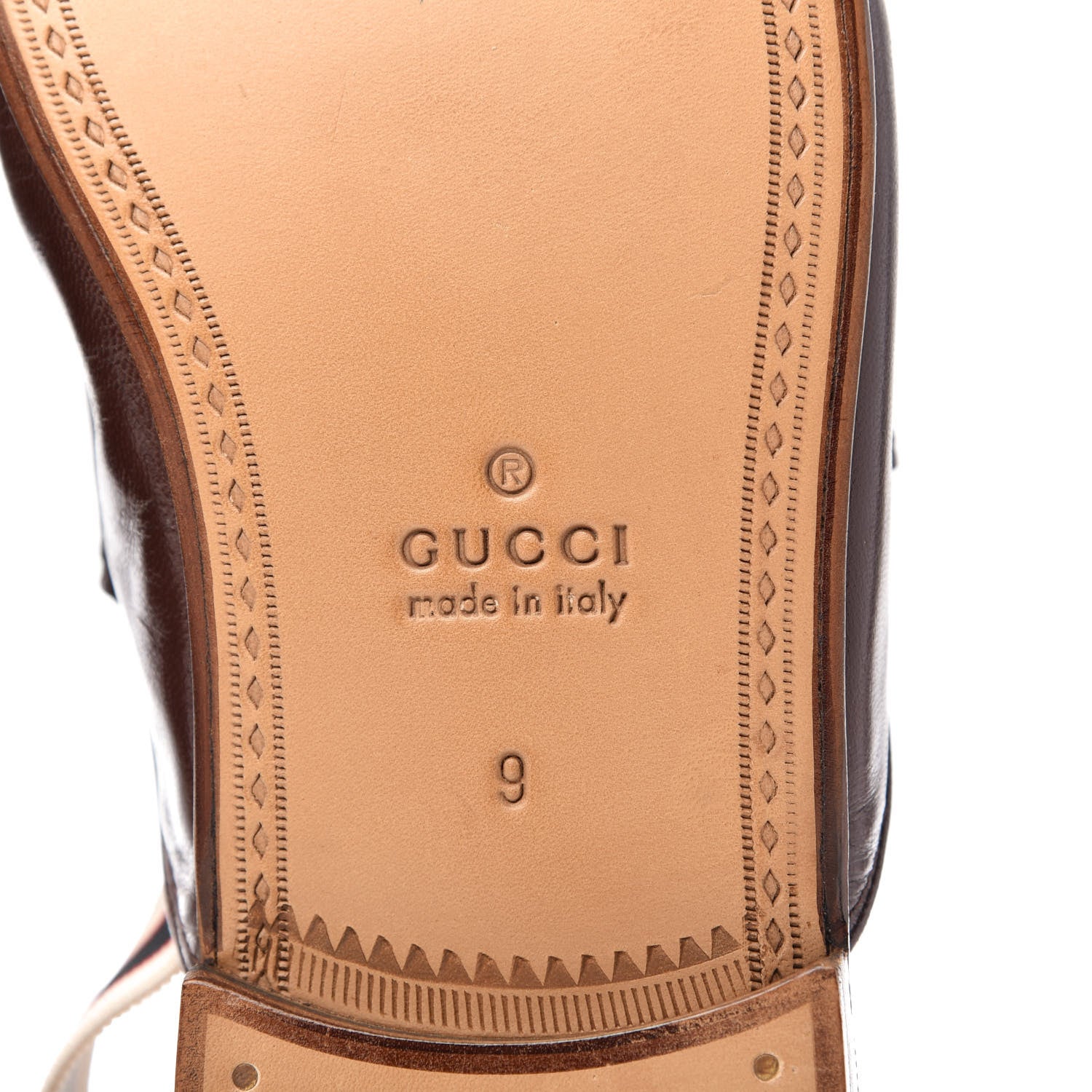 Gucci Goatskin Stripe Mens Horsebit Slingback Slippers 9 Brown 8 of 10