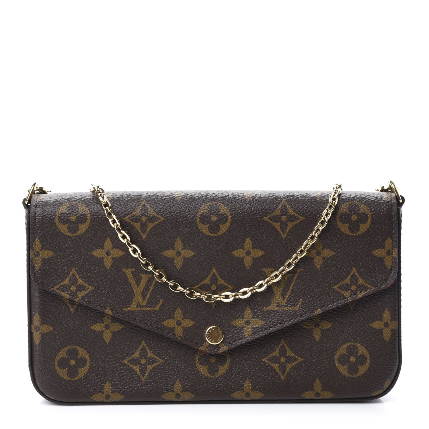 Louis Vuitton Monogram Pochette Felicie Chain Wallet Fuchsia 1 of 13