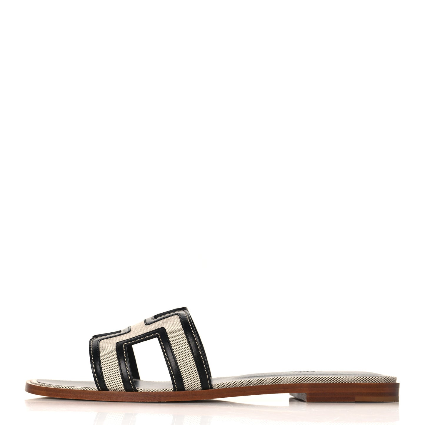 Calfskin Canvas Oran Sandals 39.5 Black