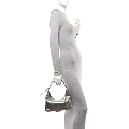 Givenchy Metallic Lambskin Small Moon Cut Out Shoulder Bag Silvery 2 of 11