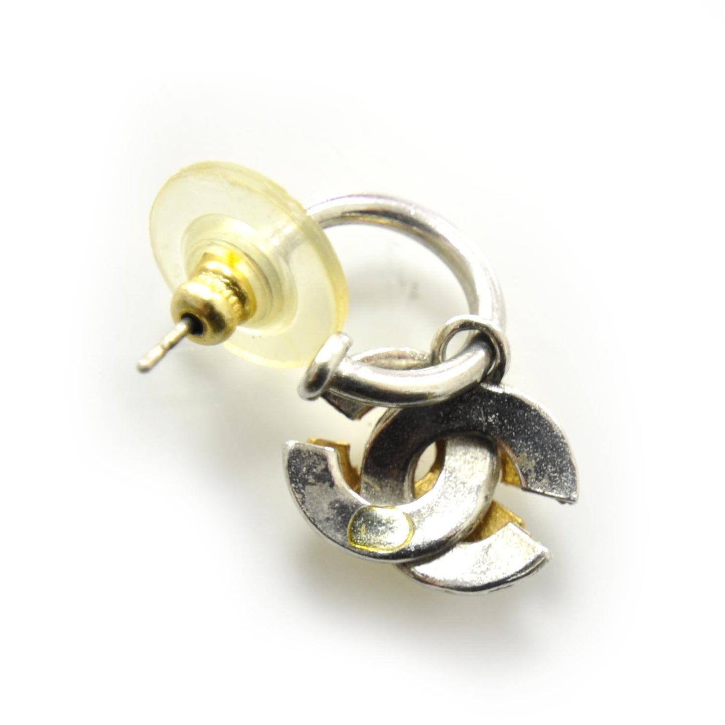 Metal CC Hoop Earrings Silver Gold