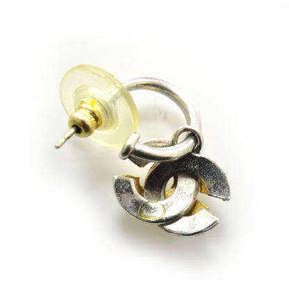 Chanel Metal CC Hoop Earrings Silver Gold 6 of 6