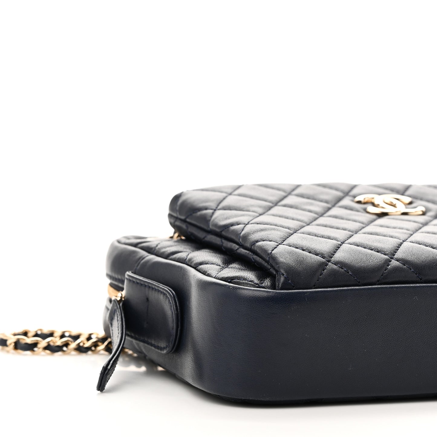 Lambskin Quilted Camera Case Navy