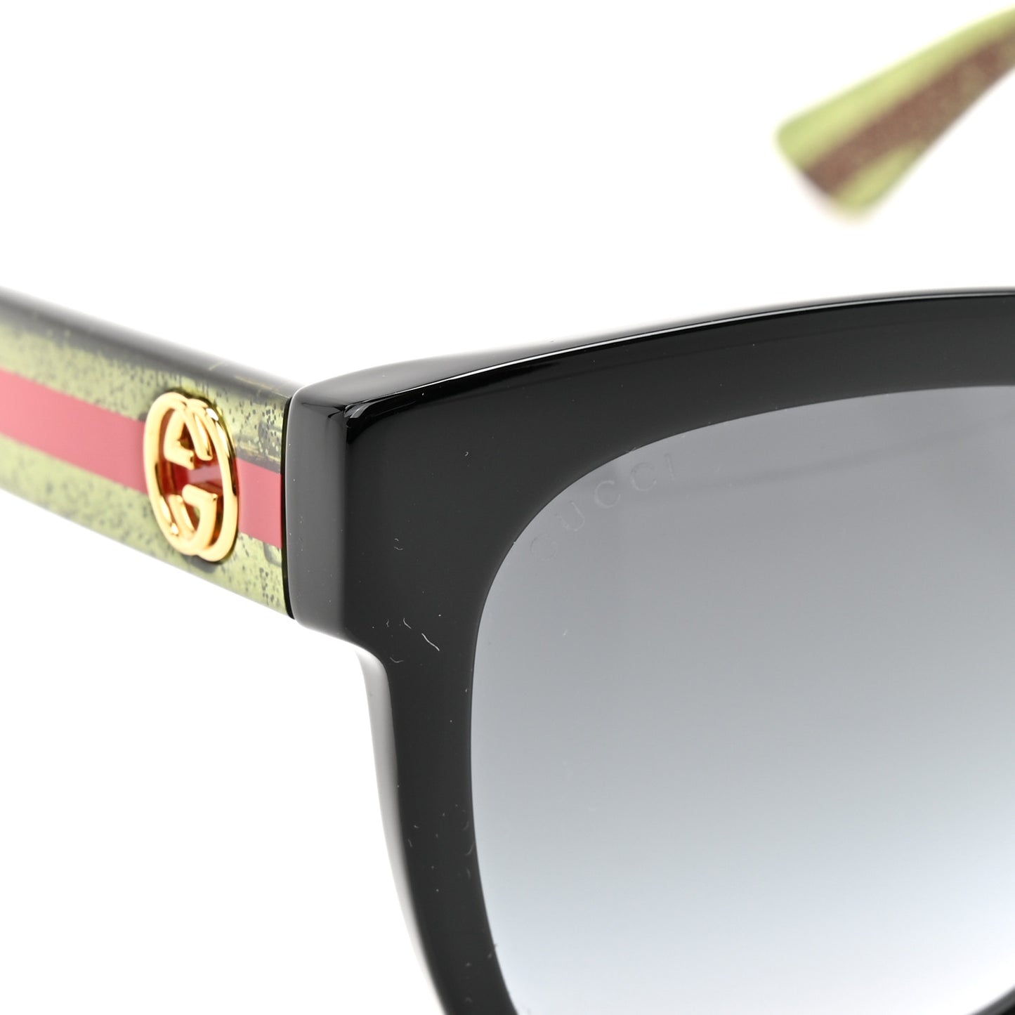 Acetate Square Frame Web Glitter Sunglasses GG0034SN Black Green