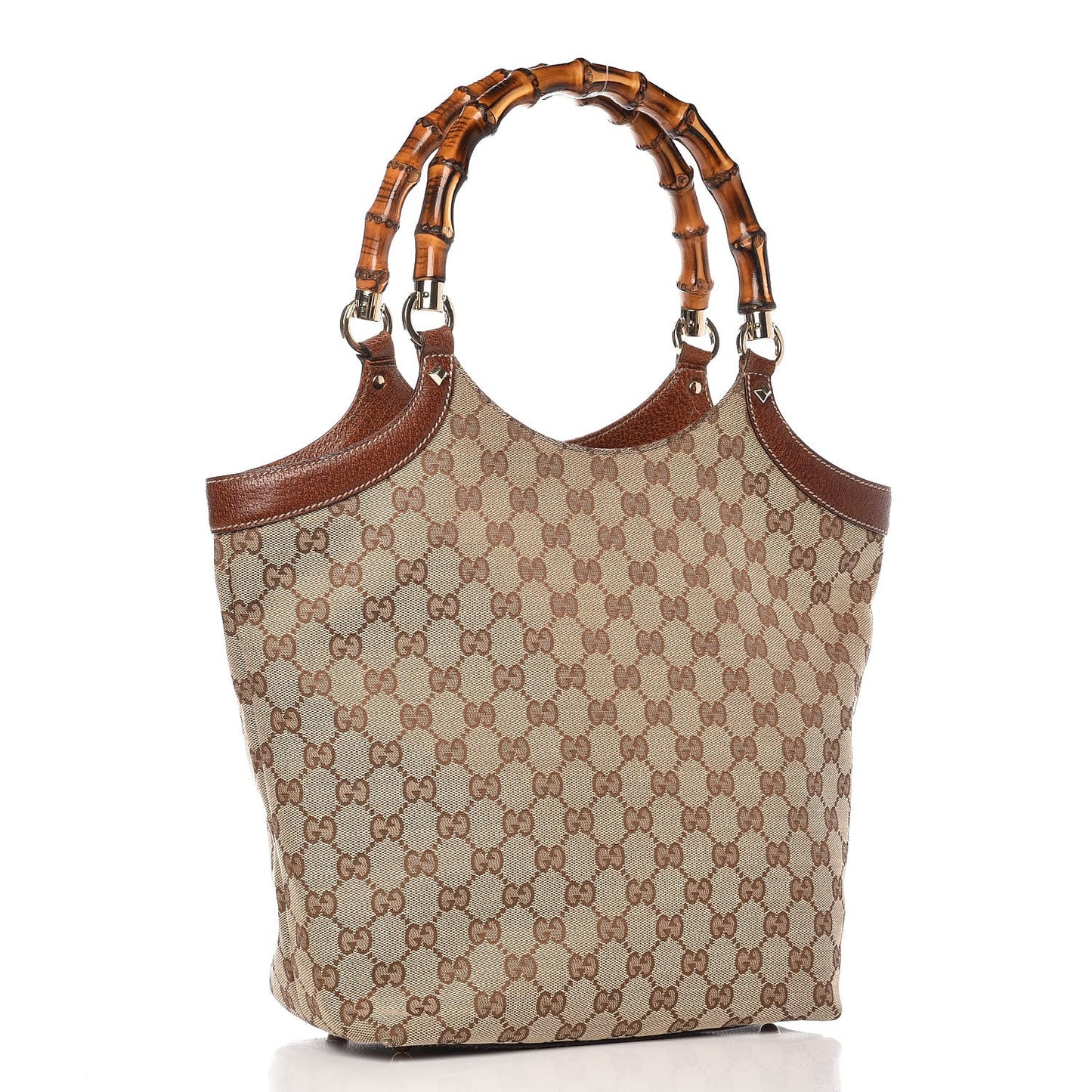 Monogram Bamboo Handle Tote Tan