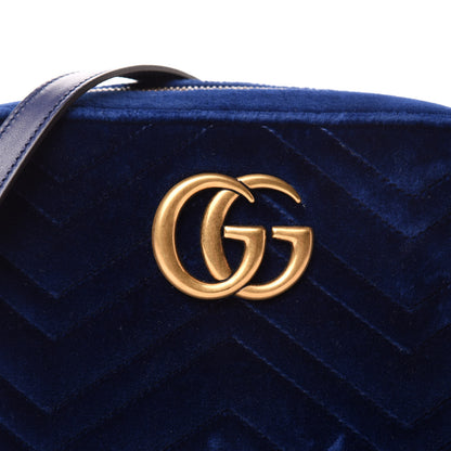Gucci Velvet Matelasse Small GG Marmont Chain Shoulder Bag Cobalt 10 of 10
