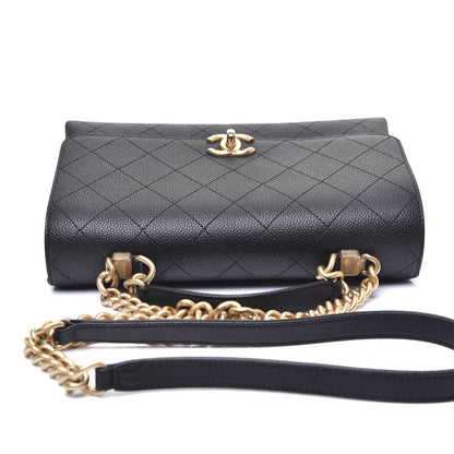 Chanel Caviar Diamond Stitched Small Top Handle Flap Black 10 of 18