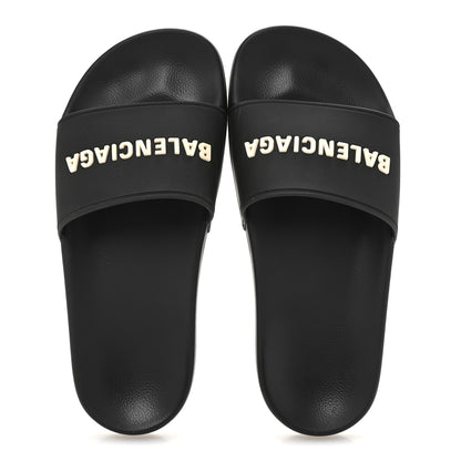 Balenciaga Rubber Logo Pool Slide Sandals 36 Black 2 of 7
